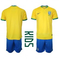 Brasilien Fußballbekleidung Heimtrikot Kinder WM 2022 Kurzarm (+ kurze hosen)